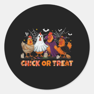 Chick Or Treat Halloween Witch Boo Spooky Chicken Classic Round Sticker