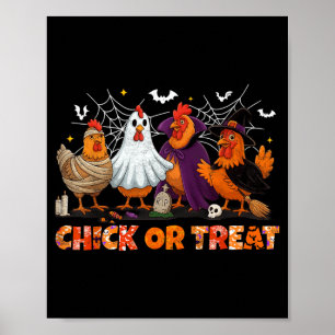 Chick Or Treat Halloween Witch Boo Spooky Chicken Poster