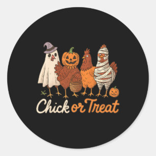 Chick Or Treat Halloween Witch Spooky Chicken _1 Classic Round Sticker