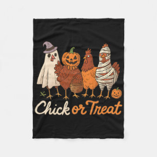 Chick Or Treat Halloween Witch Spooky Chicken _1 Fleece Blanket