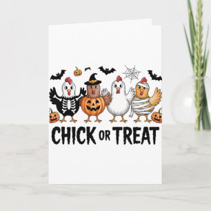 Chick Or Treat Halloween Witch Spooky Chicken  Card