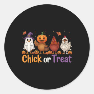 Chick Or Treat Halloween Witch Spooky Chicken Farm Classic Round Sticker