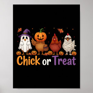 Chick Or Treat Halloween Witch Spooky Chicken Farm Poster