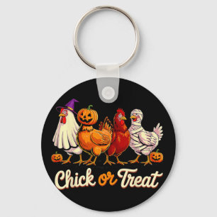 Chick Or Treat Halloween Witch Spooky Chicken Funn Key Ring