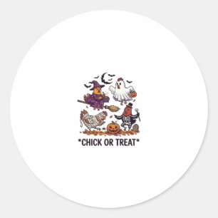 Chick Or Treat Haloween Chickens Witch Ghost Pumpk Classic Round Sticker