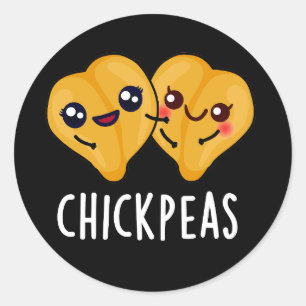 Chick Peas Funny Food Pun Dark BG Classic Round Sticker