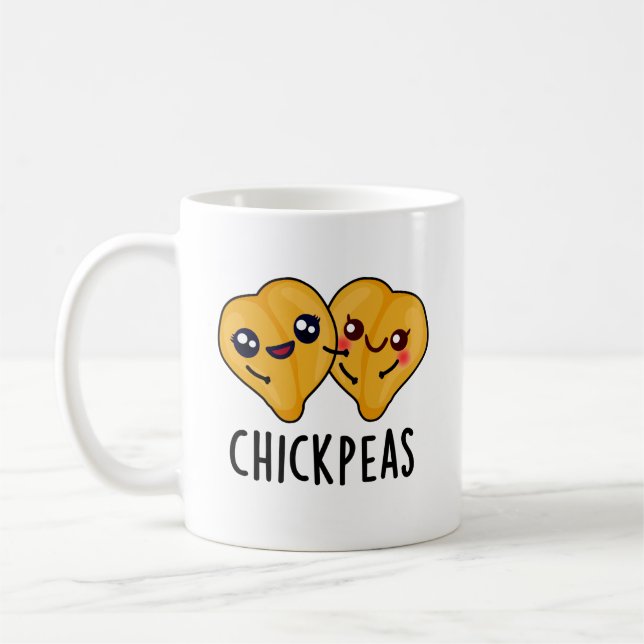 Chick Peas Funny Garbanjo Bean Pun  Coffee Mug (Left)