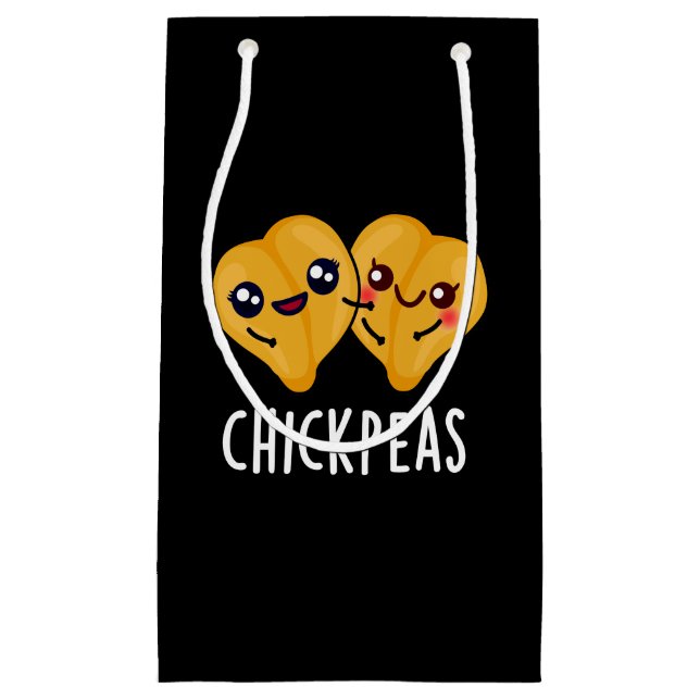 Chick Peas Funny Garbanjo Bean Pun Dark BG Small Gift Bag (Front)