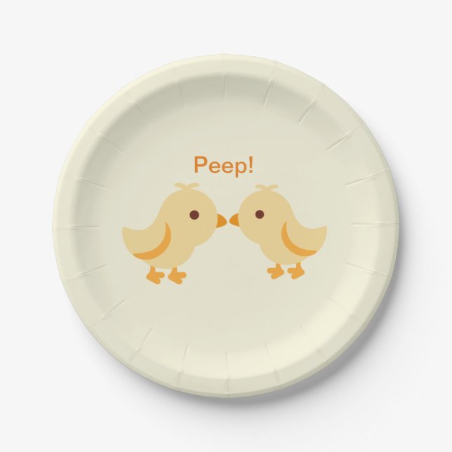 Chick Peep Yellow Boy or Girl Baby Shower Paper Plate (Front)