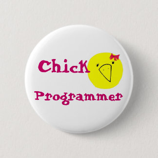 chick programmer 6 cm round badge