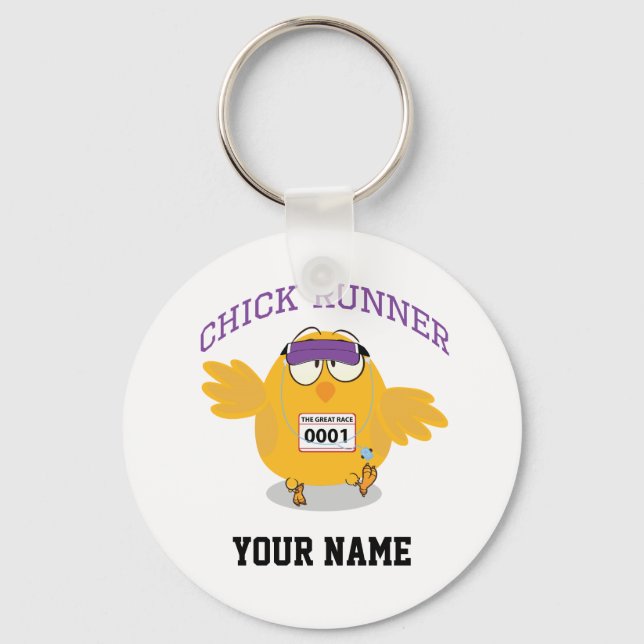 Chick Runner Personalise Key Ring (Front)