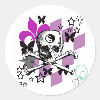 Chick Skull Classic Round Sticker