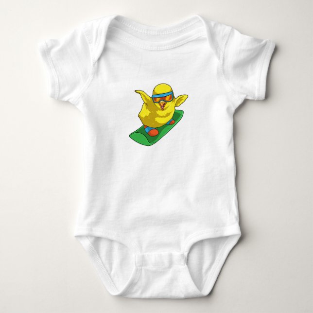 Chick Snowboarder Snowboard Baby Bodysuit (Front)