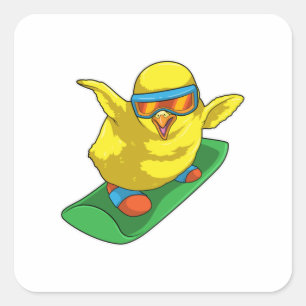 Chick Snowboarder Snowboard Square Sticker