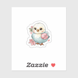 Chick with flowers