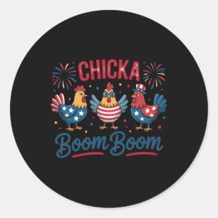 Chicka Boom Boom Chicken Crew Patriot 4th Of July Classic Round Sticker