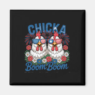 Chicka Boom Boom Chicken Crew Patriot 4th Of July Magnet