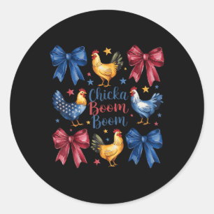 Chicka Boom Boom Funny American Flag Chicken Graph Classic Round Sticker