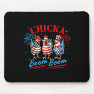 Chicka Boom Boom Funny Patriotic Chicken 4th Of Ju Mouse Pad