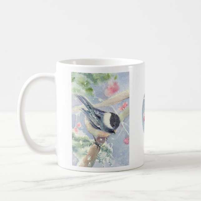 Chickadee and Berries Mug (Left)