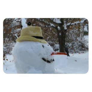 Chickadee and Junko Snowman Carrot Nose Magnet