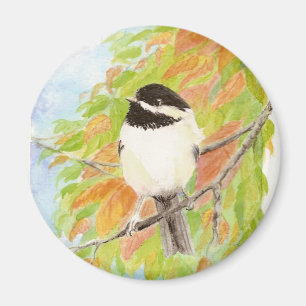 Chickadee Autumn Bird Fall Colour Magnet