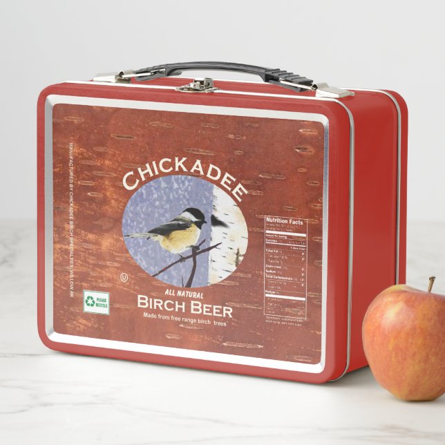 Chickadee Birch Beer Label Metal Lunch Box (In Situ)