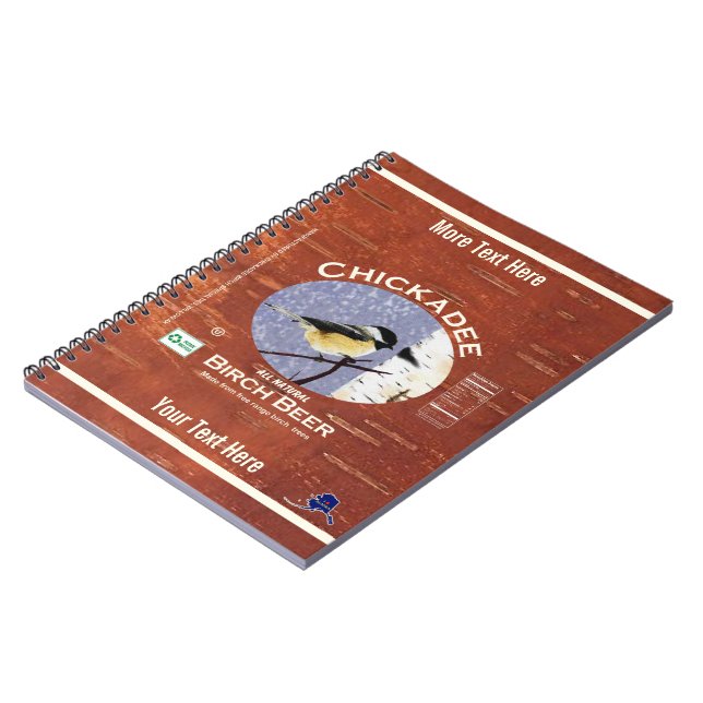 Chickadee Birch Beer Label Spiral Notebook (Left Side)