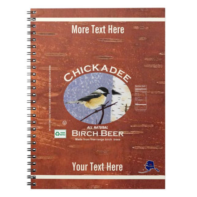Chickadee Birch Beer Label Spiral Notebook (Front)