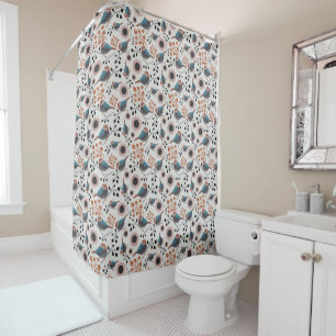 Chickadee Bird And Berry Pattern Floral Design Shower Curtain