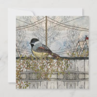Chickadee Bird Blank Flat Note Card