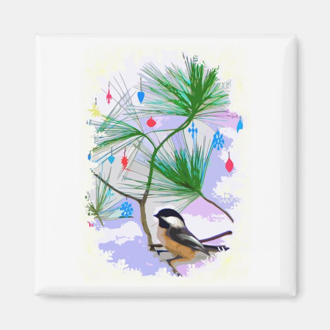 Chickadee Bird in Tree Magnet (Front)