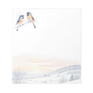 Chickadee Bird in Winter Christmas Notepad