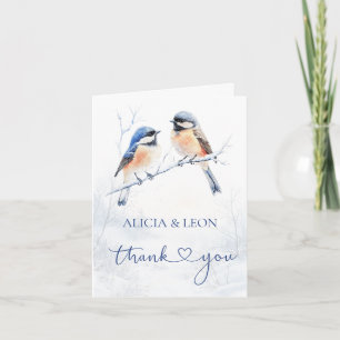 Chickadee Bird in Winter Thank You  Note Card
