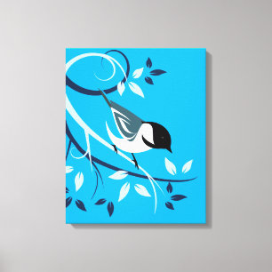 Chickadee Bird On Branch Canvas Print