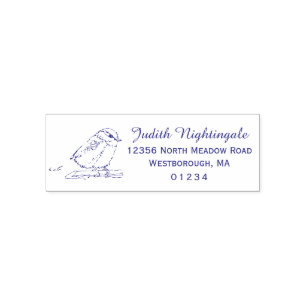Chickadee Bird Script Custom Return Address Self-inking Stamp