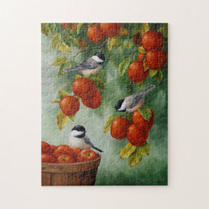 Chickadee Birds Apple Harvest Jigsaw Puzzle