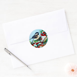 Chickadee Black Capped Art Classic Round Sticker