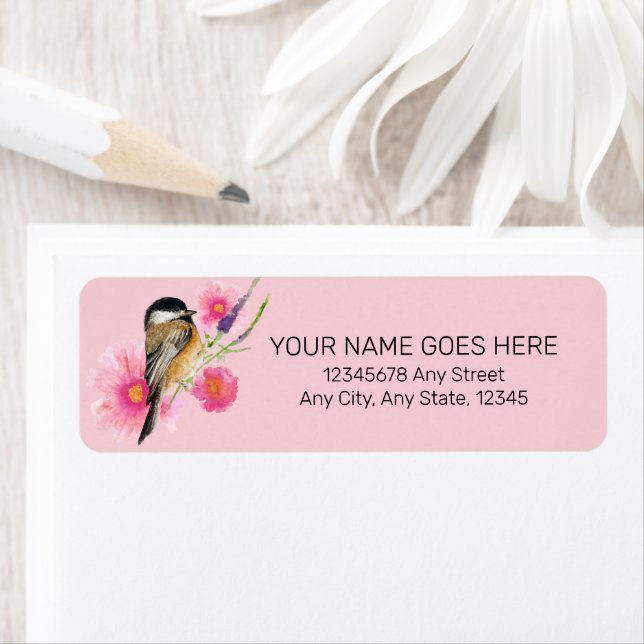 Chickadee Black Capped Watercolor Art Label (Insitu)