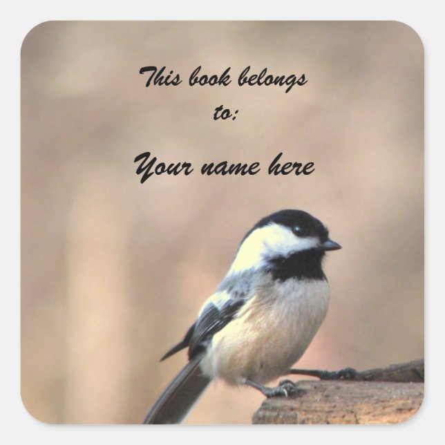 Chickadee Bookplate Square Sticker (Front)
