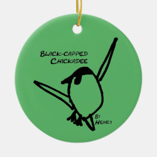 Chickadee by Henry, Green Ceramic Tree Decoration