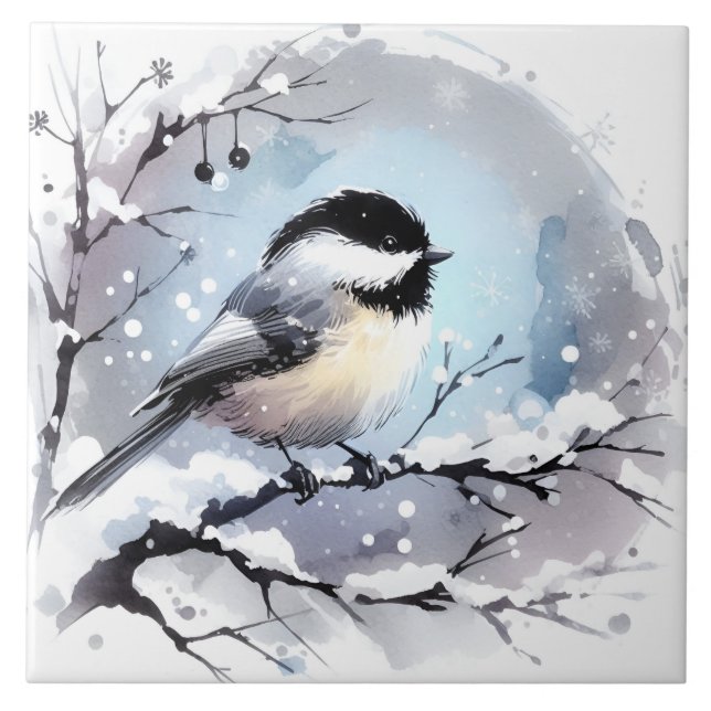 Chickadee Ceramic Tile (Front)