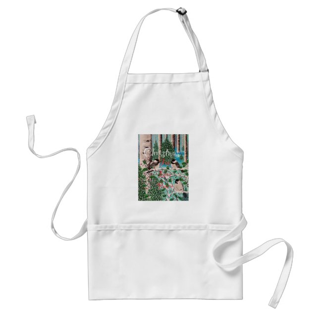 Chickadee Chatter in Snowy Woods Standard Apron (Front)