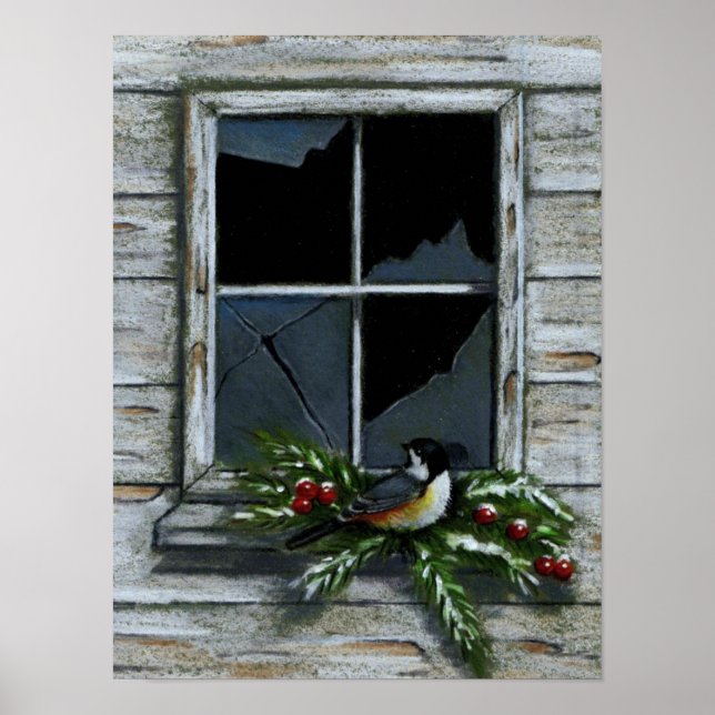 CHICKADEE: CHRISTMAS: OLD WINDOW POSTER (Front)
