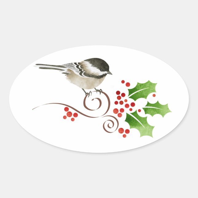 Chickadee Christmas Stickers Seals labels (Front)