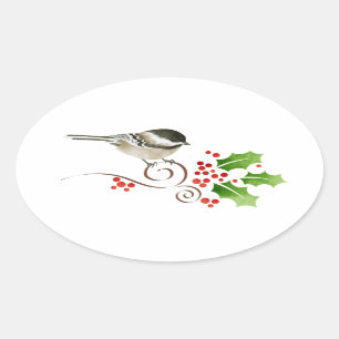 Chickadee Christmas Stickers Seals labels
