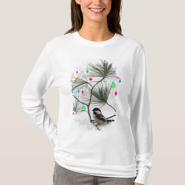 Chickadee Christmas Tree T-Shirt (Front)