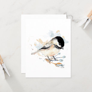 Chickadee Cute Watercolor Note Card