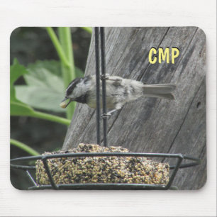 Chickadee Eating Sunflower suet Mouse Pad