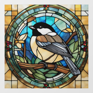 Chickadee Faux Stained Glass Great Tit Bird